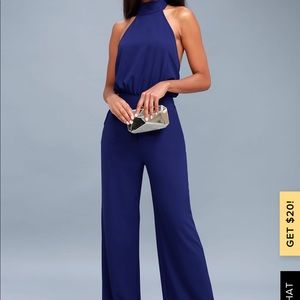 Lulus moment for life royal blue jumpsuit